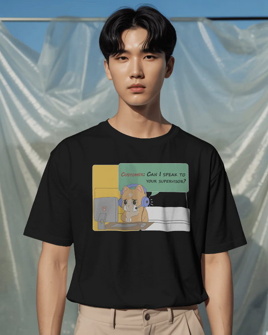 Customer Support Agent T-Shirt | Cute Call Center Cat