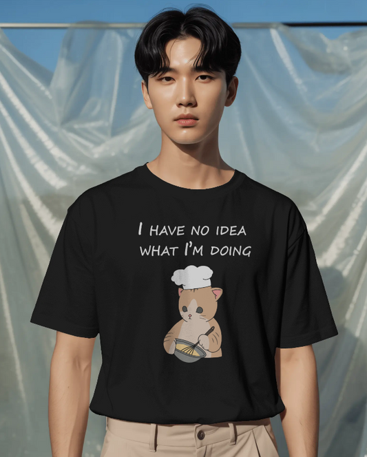 Cat Chef T-Shirt – “I Have No Idea What I’m Doing” Cute Cooking Cat Tee
