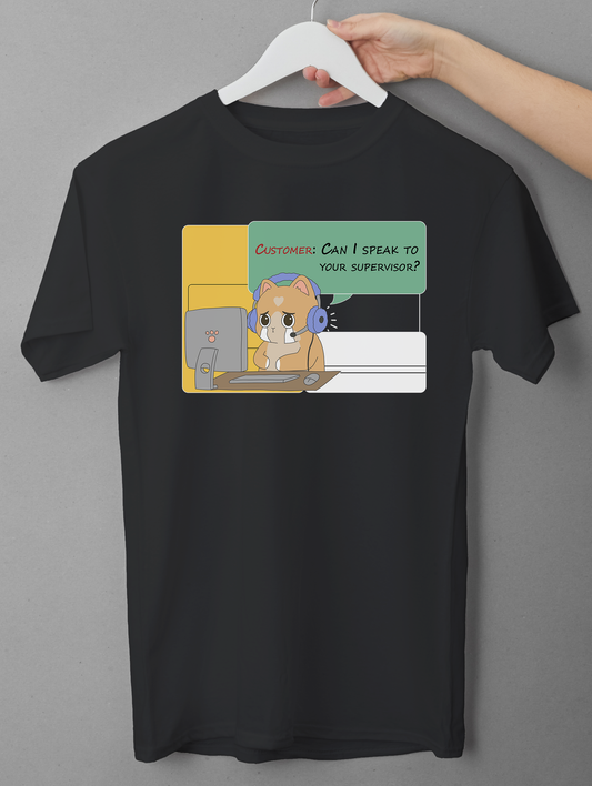 Customer Support Agent T-Shirt | Cute Call Center Cat