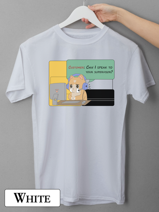 Customer Support Agent T-Shirt | Cute Call Center Cat